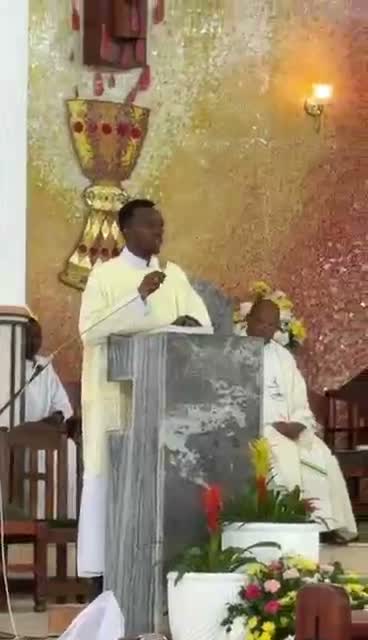 Explaining the book at the parish.