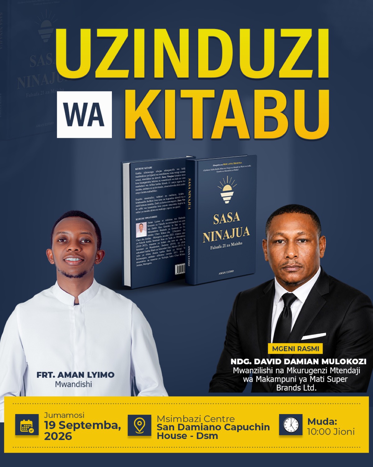 Mwaliko wa uzinduzi wa Sasa Ninajua, 19 Septemba 2026.